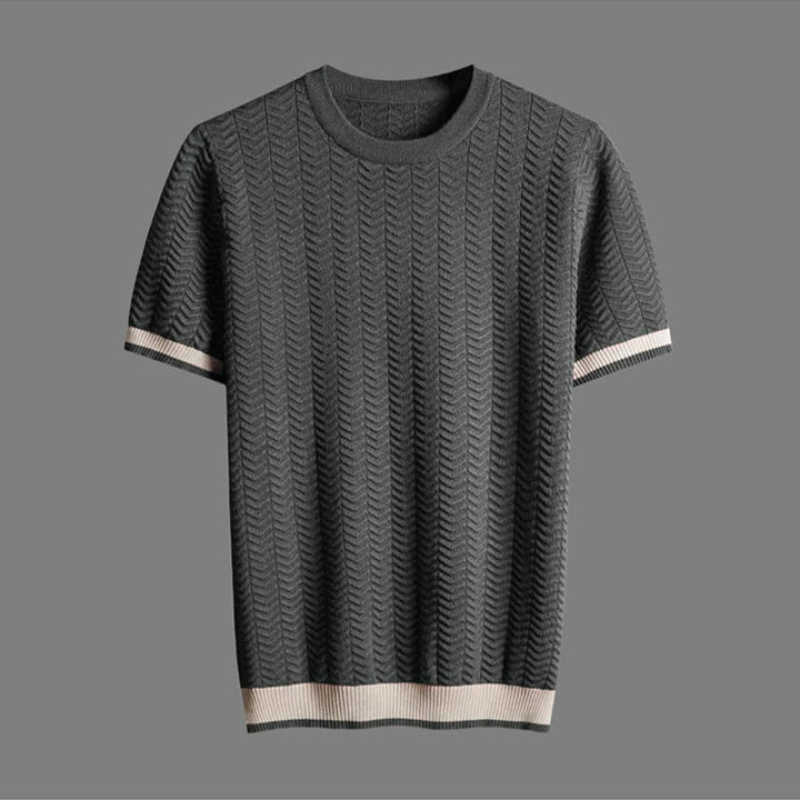 Men's Chevron Knit Tee – Textured Jacquard Smart Casual Top – view 3
