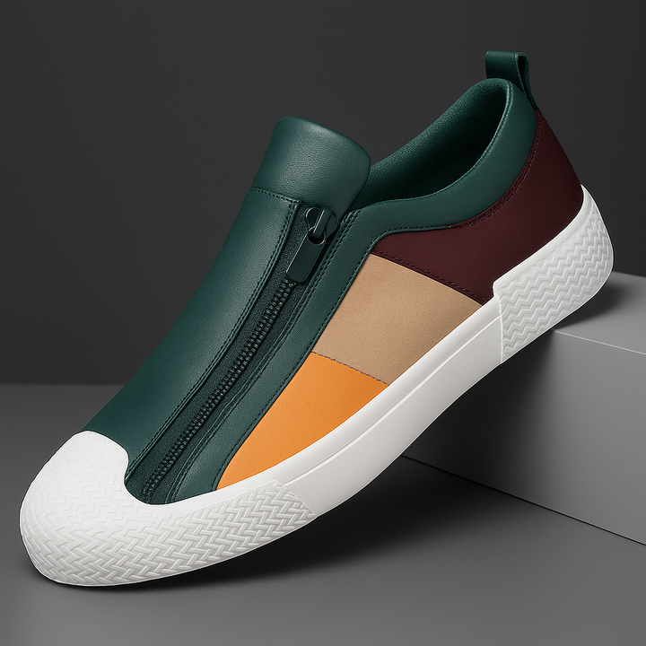 Men's Leather Zip Trainers – Modern Casual Low-Top Shoes – view 5