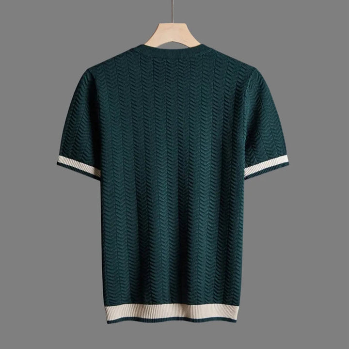 Men's Chevron Knit Tee – Textured Jacquard Smart Casual Top – view 5
