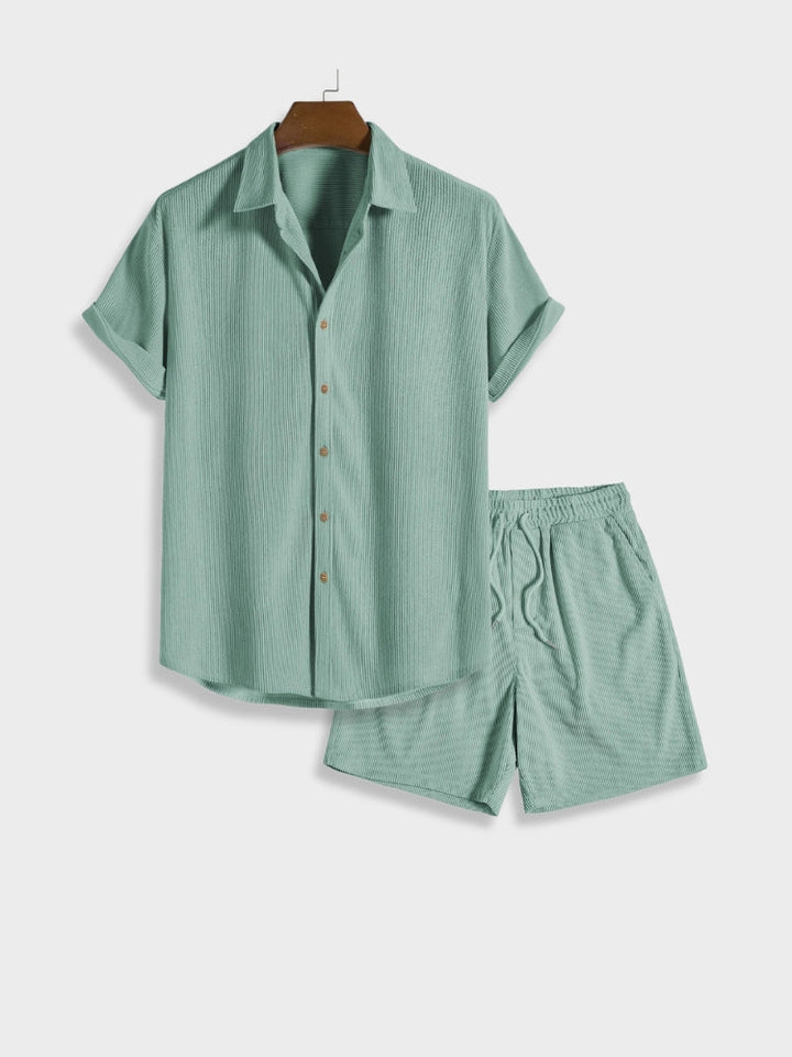 Men's Bordeaux Corduroy Co-Ord Set – Shirt and Shorts Summer – view 3