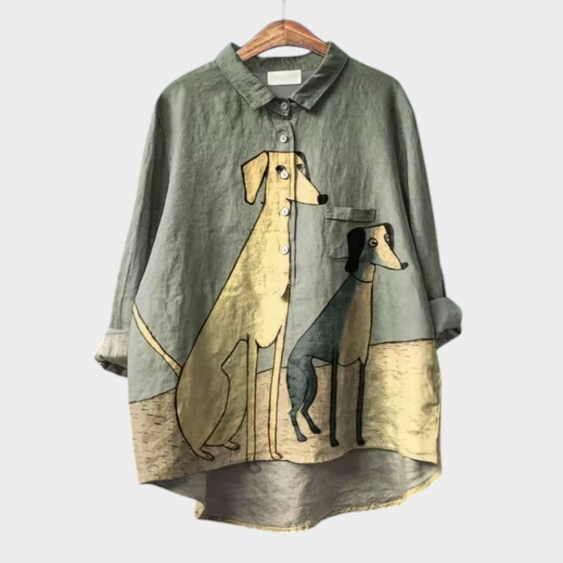 Women's Printed Linen Blouse - Effortless Summer Elegance