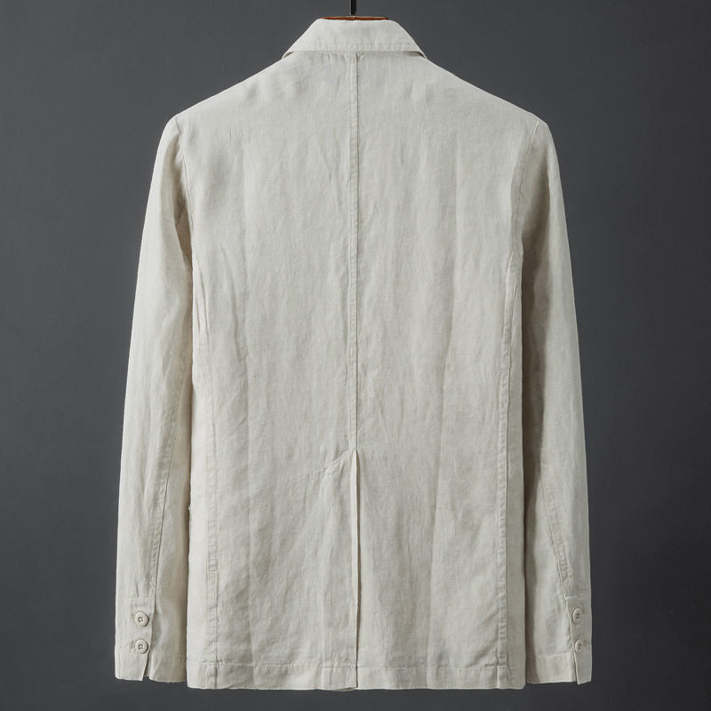 Men's Linen-Cotton Blazer – Lightweight Summer Tailoring – Cream