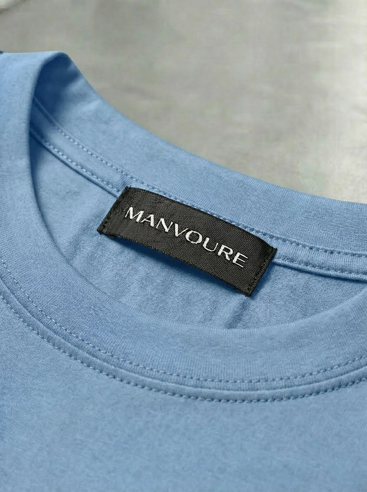 Men's Mercerised Cotton T-Shirt – Sky Blue Slim Fit Essential – view 7