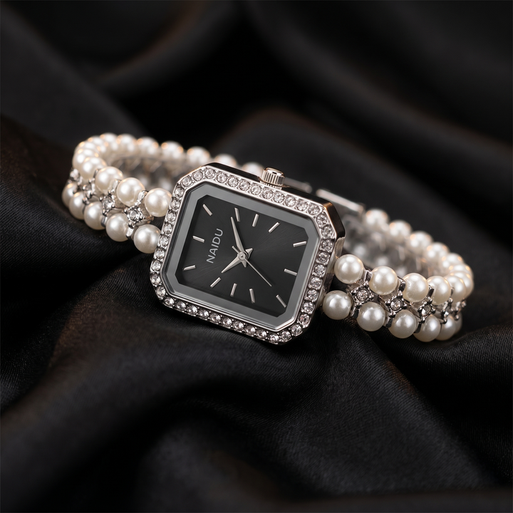 Women's Pearl Bracelet Watch – Slim Rectangular Dress Watch – view 8