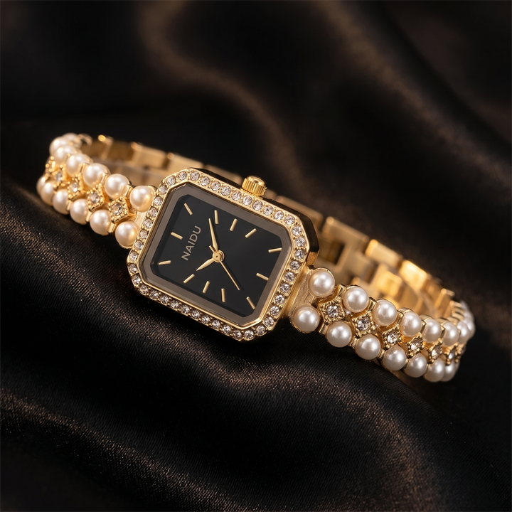 Women's Pearl Bracelet Watch – Slim Rectangular Dress Watch – view 6