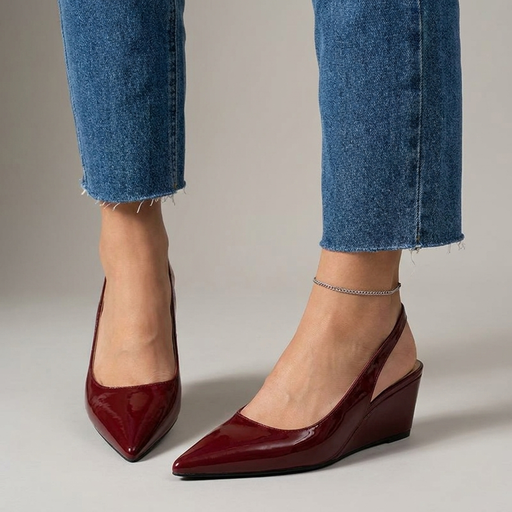 Women's Pointed-Toe Slingback Wedge Heels - Elegant Comfort
