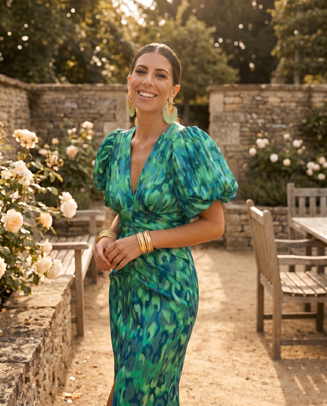 Women's Colourful Pleated Sleeve Dress – Summer & Occasion Wear – view 3