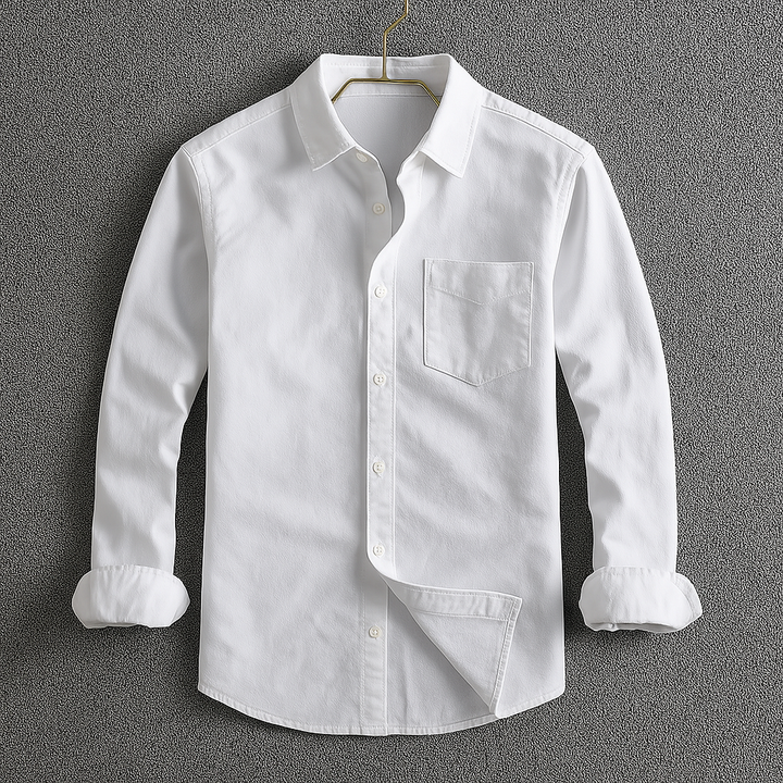 Men's Cotton Oxford Shirt – Classic Smart Casual Button-Down – White