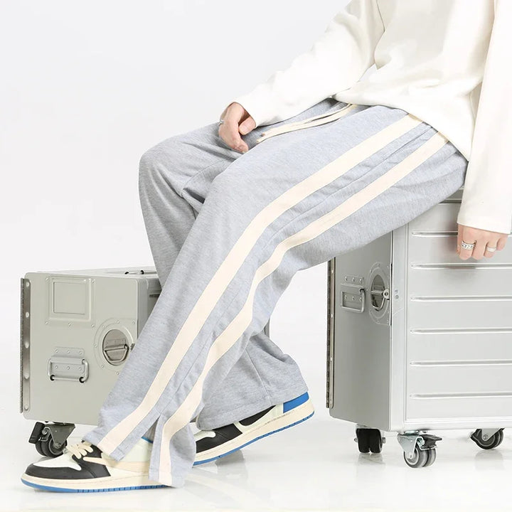 Men's Wide-Leg Retro Joggers – Soft Side-Stripe Track Trousers – view 6