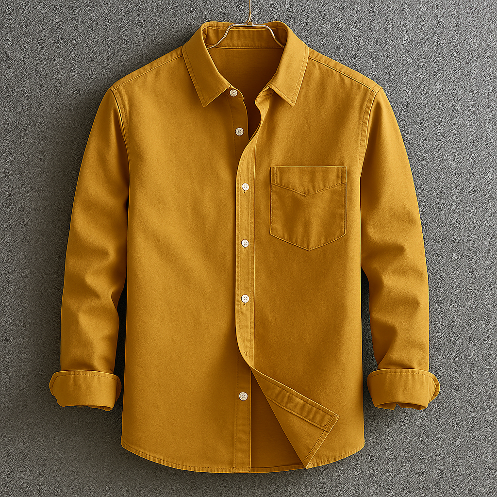 Men's Cotton Oxford Shirt – Classic Smart Casual Button-Down – Yellow