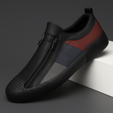 Men's Leather Zip Trainers – Modern Casual Low-Top Shoes