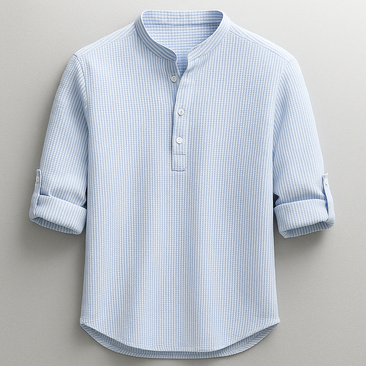 Men's Cotton-Linen Shirt – Tailored Fit with Roll Sleeves