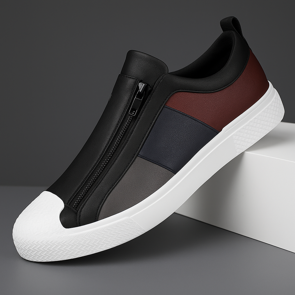 Men's Leather Zip Trainers – Modern Casual Low-Top Shoes – view 9