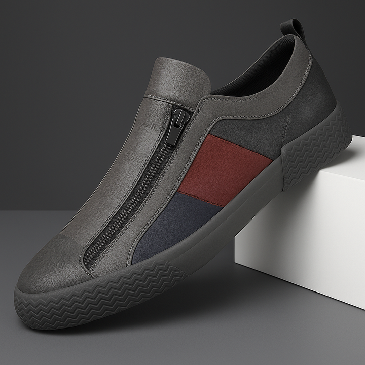 Men's Leather Zip Trainers – Modern Casual Low-Top Shoes – view 7