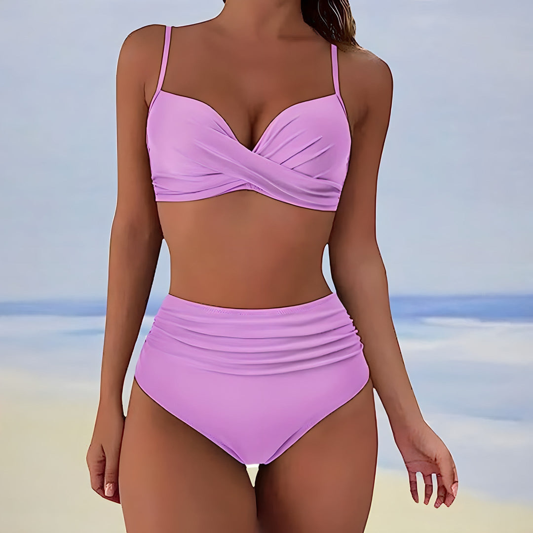 Women's Elegant High-Waisted Bikini - Sophisticated Swimwear