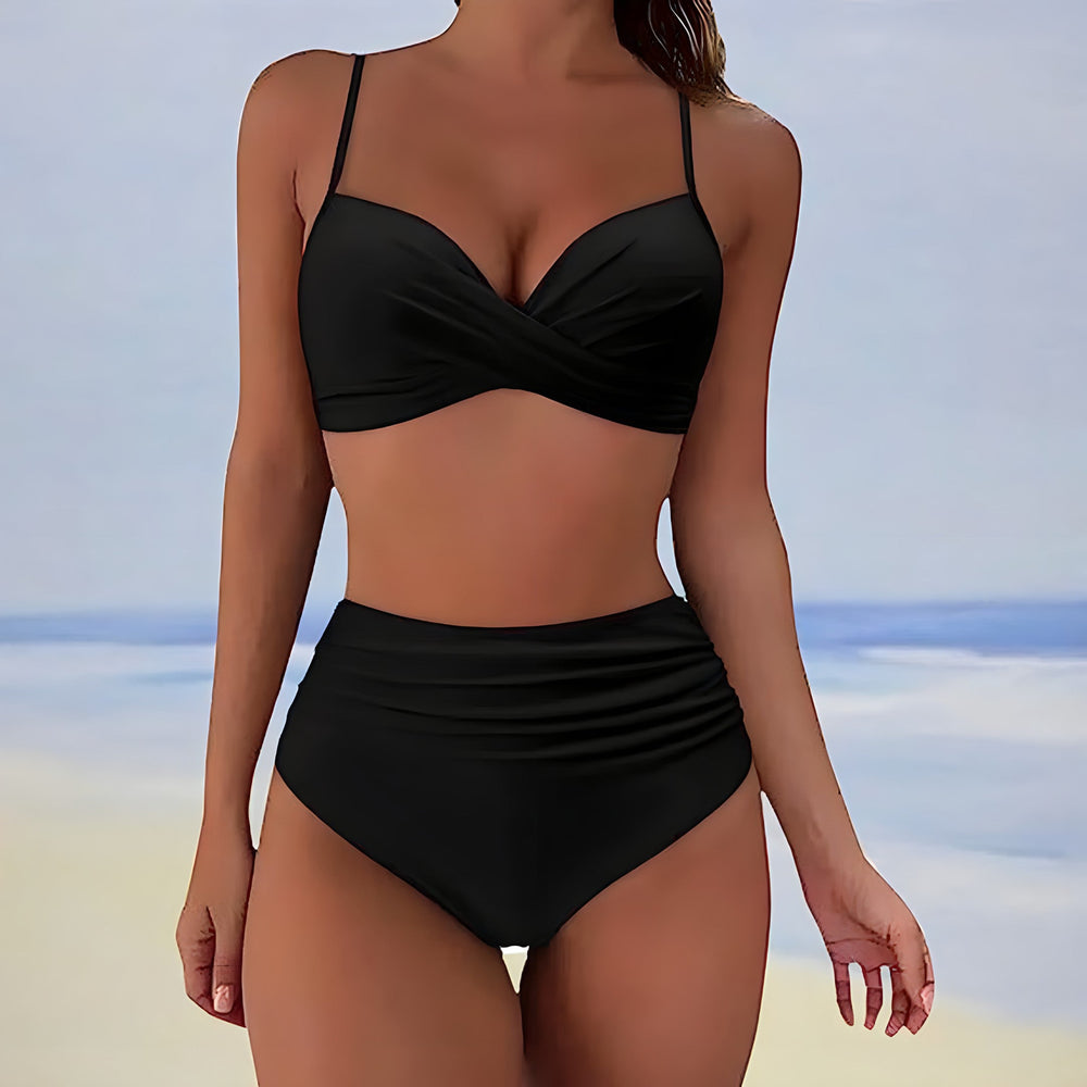 Women's Elegant High-Waisted Bikini - Sophisticated Swimwear