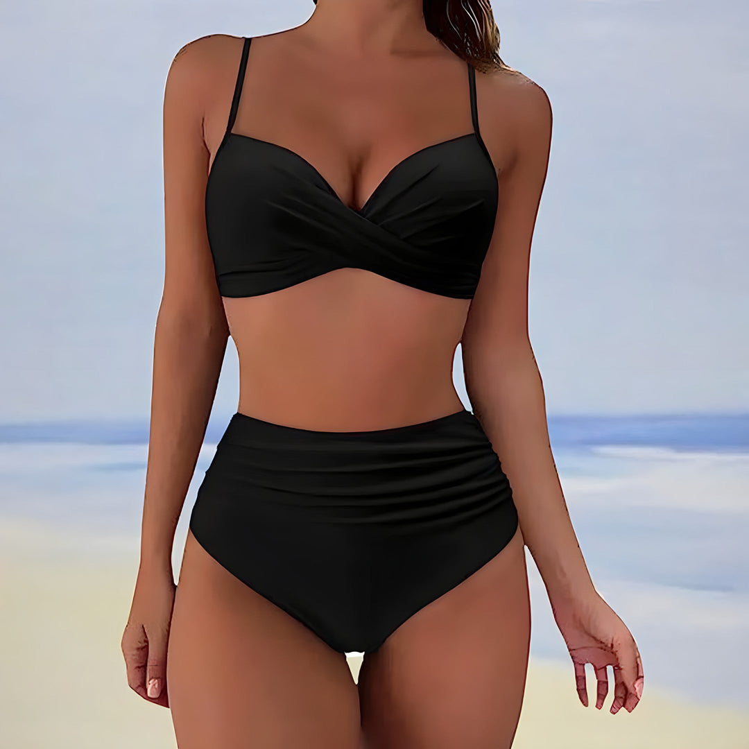 Women's Elegant High-Waisted Bikini - Sophisticated Swimwear