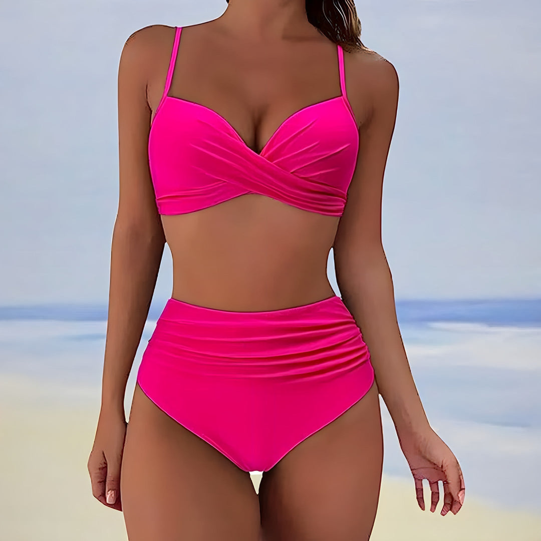 Women's Elegant High-Waisted Bikini - Sophisticated Swimwear