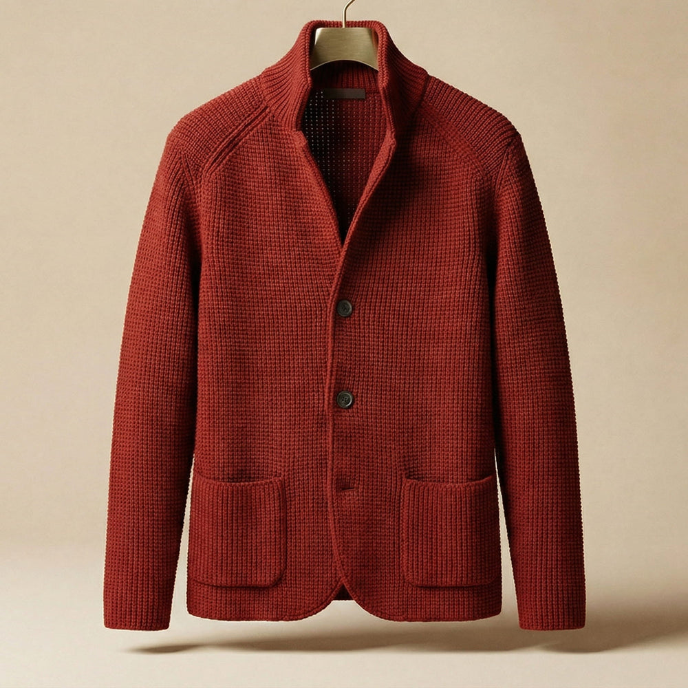 Men's Knit Cardigan – Button-Front Tailored Layering Jumper