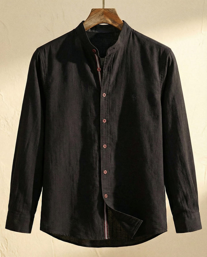 Men's Cotton Band Collar Shirt – Grandad Collar Casual Shirt – view 6