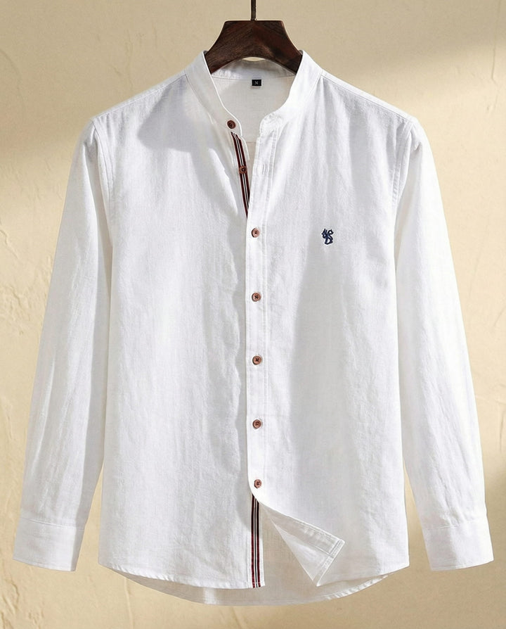 Men's Cotton Band Collar Shirt – Grandad Collar Casual Shirt – view 3