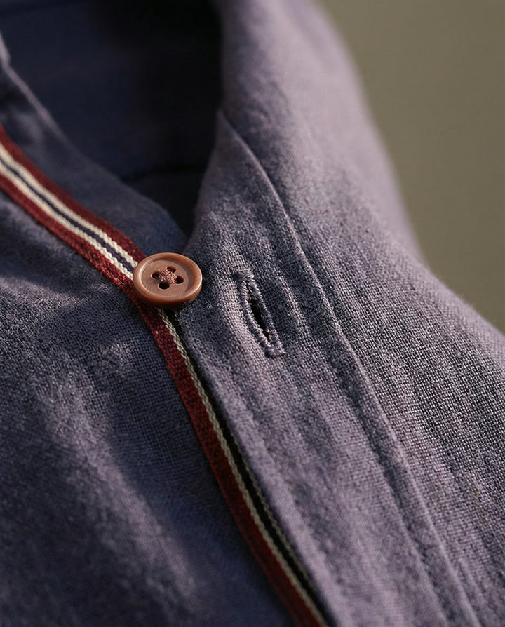 Men's Cotton Band Collar Shirt – Grandad Collar Casual Shirt – view 7