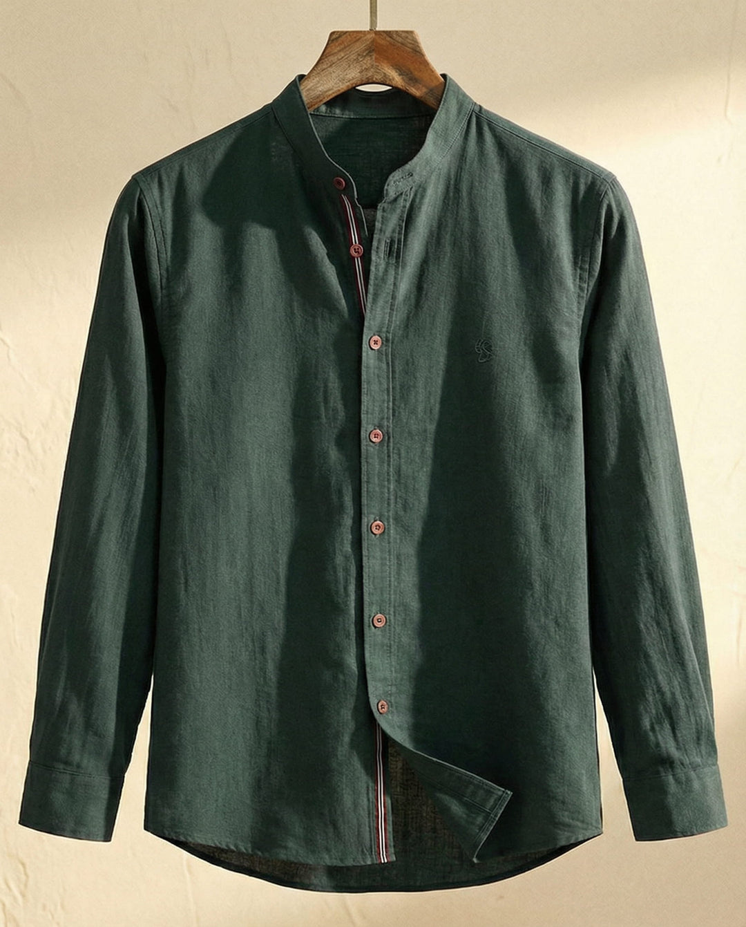 Men's Cotton Band Collar Shirt – Grandad Collar Casual Shirt – view 4