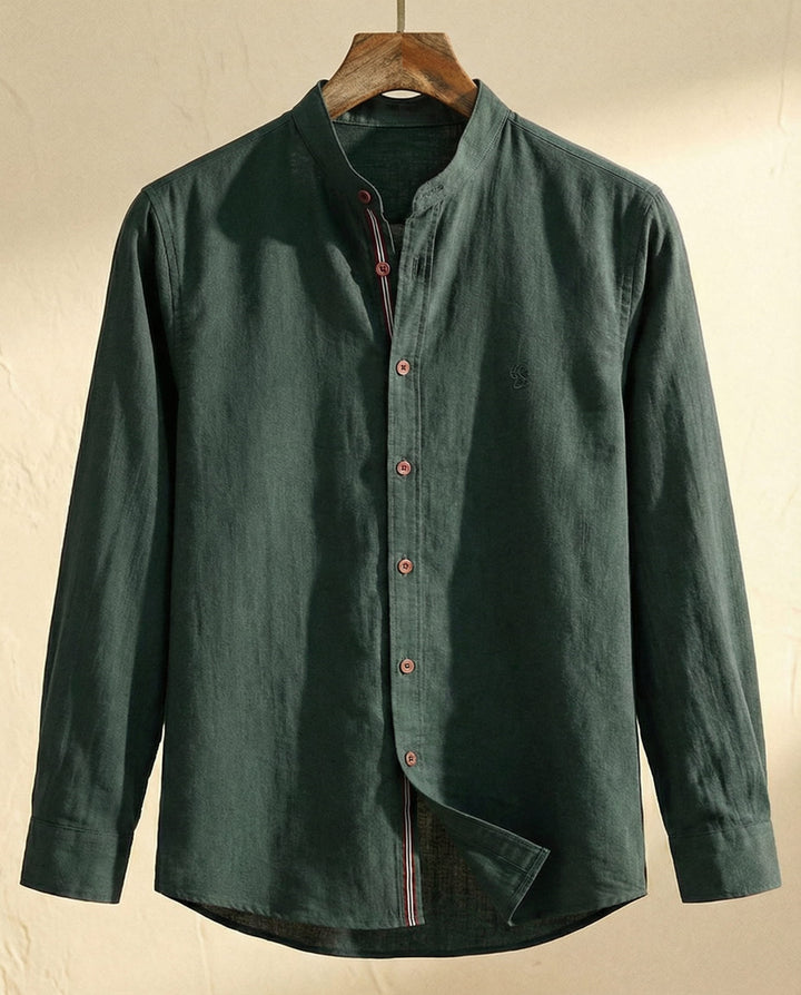 Men's Cotton Band Collar Shirt – Grandad Collar Casual Shirt – view 4