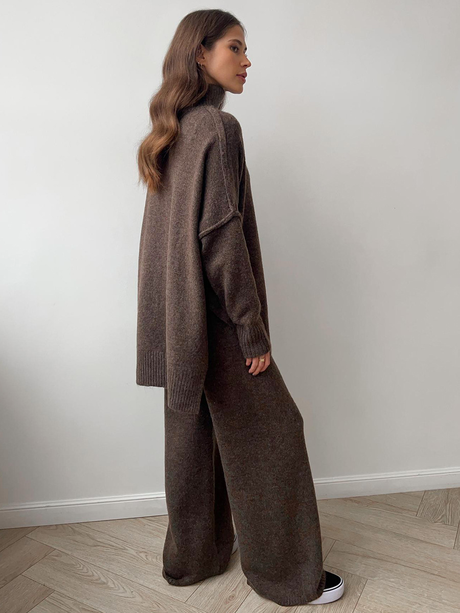 Women's Knit Co-ord Set – Roll Neck Jumper & Wide-Leg Trousers – view 9