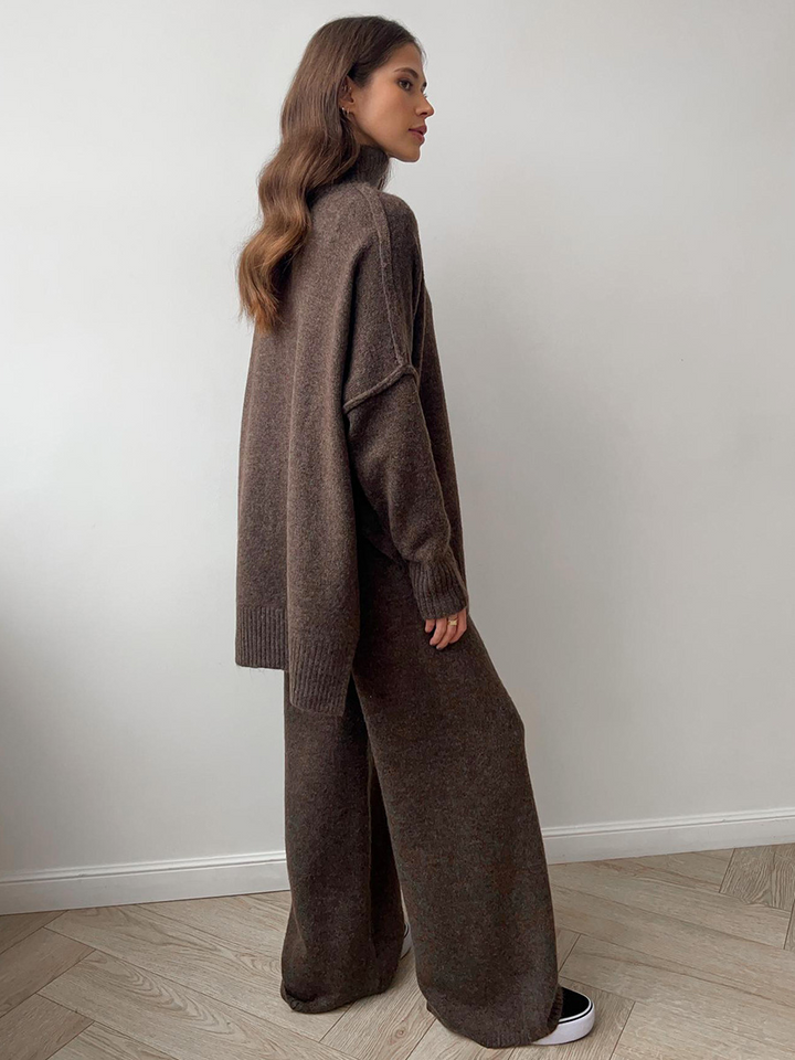 Women's Knit Co-ord Set – Roll Neck Jumper & Wide-Leg Trousers – view 9