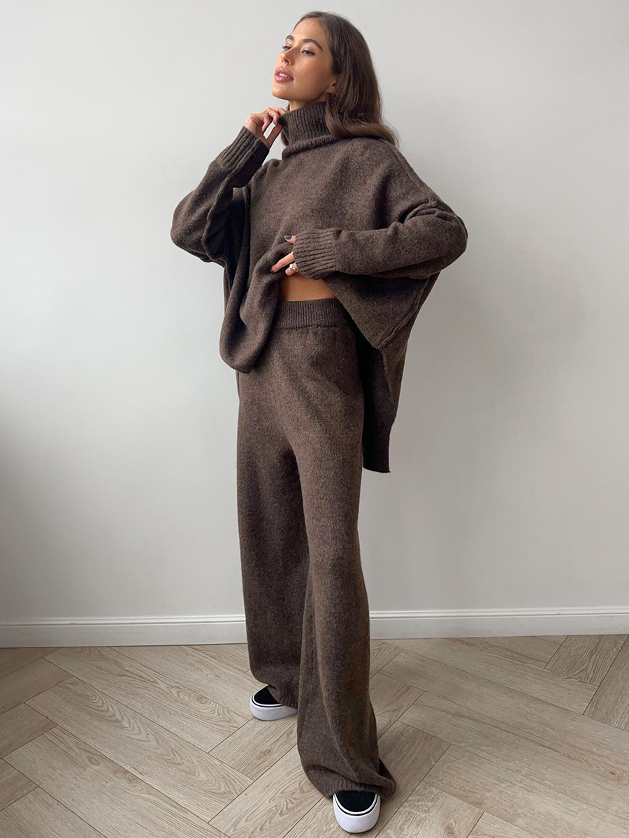 Women's Knit Co-ord Set – Roll Neck Jumper & Wide-Leg Trousers – view 8