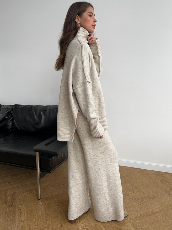 Women's Knit Co-ord Set – Roll Neck Jumper & Wide-Leg Trousers – view 11