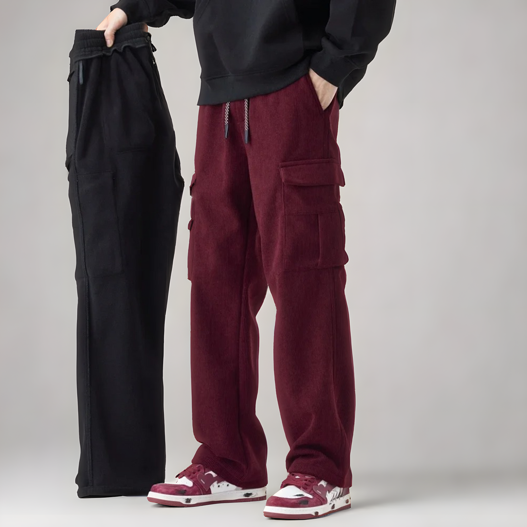 Men's Cargo Joggers – Stretch Comfort with Utility Pockets – Burgundy