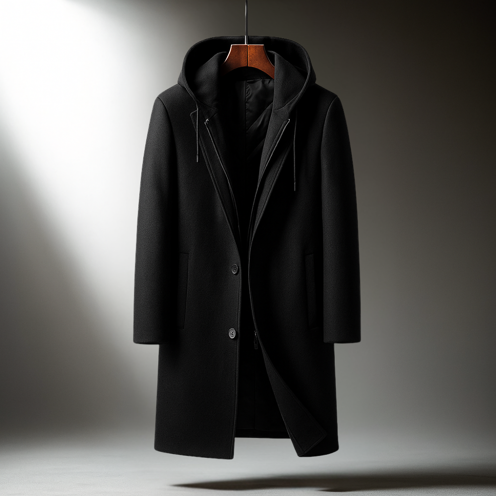 Men's Wool Blend Overcoat – Hooded Insert City Coat – view 7