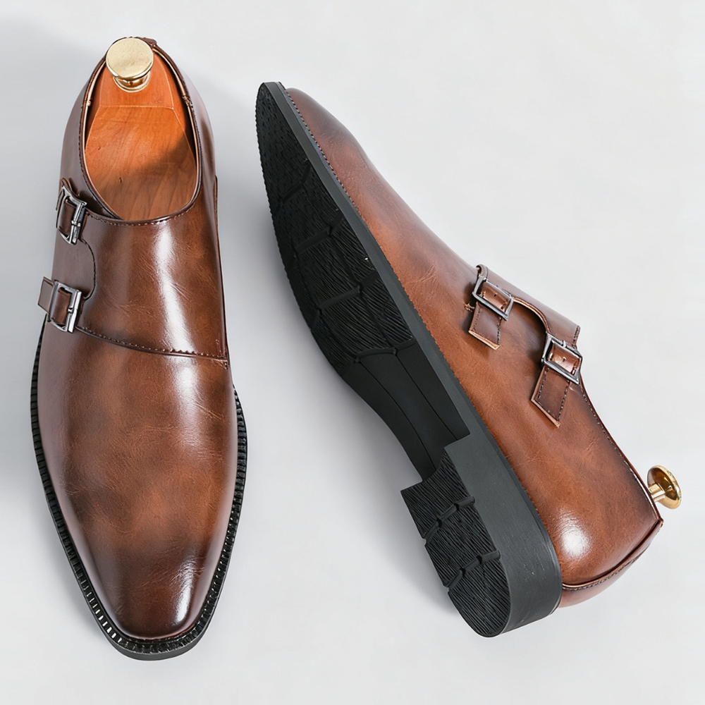 Men's Leather Monk Strap Loafers – Smart Casual Dress Shoes – view 3
