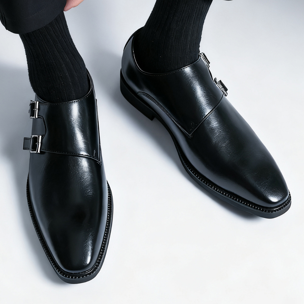 Men's Leather Monk Strap Loafers – Smart Casual Dress Shoes – view 8