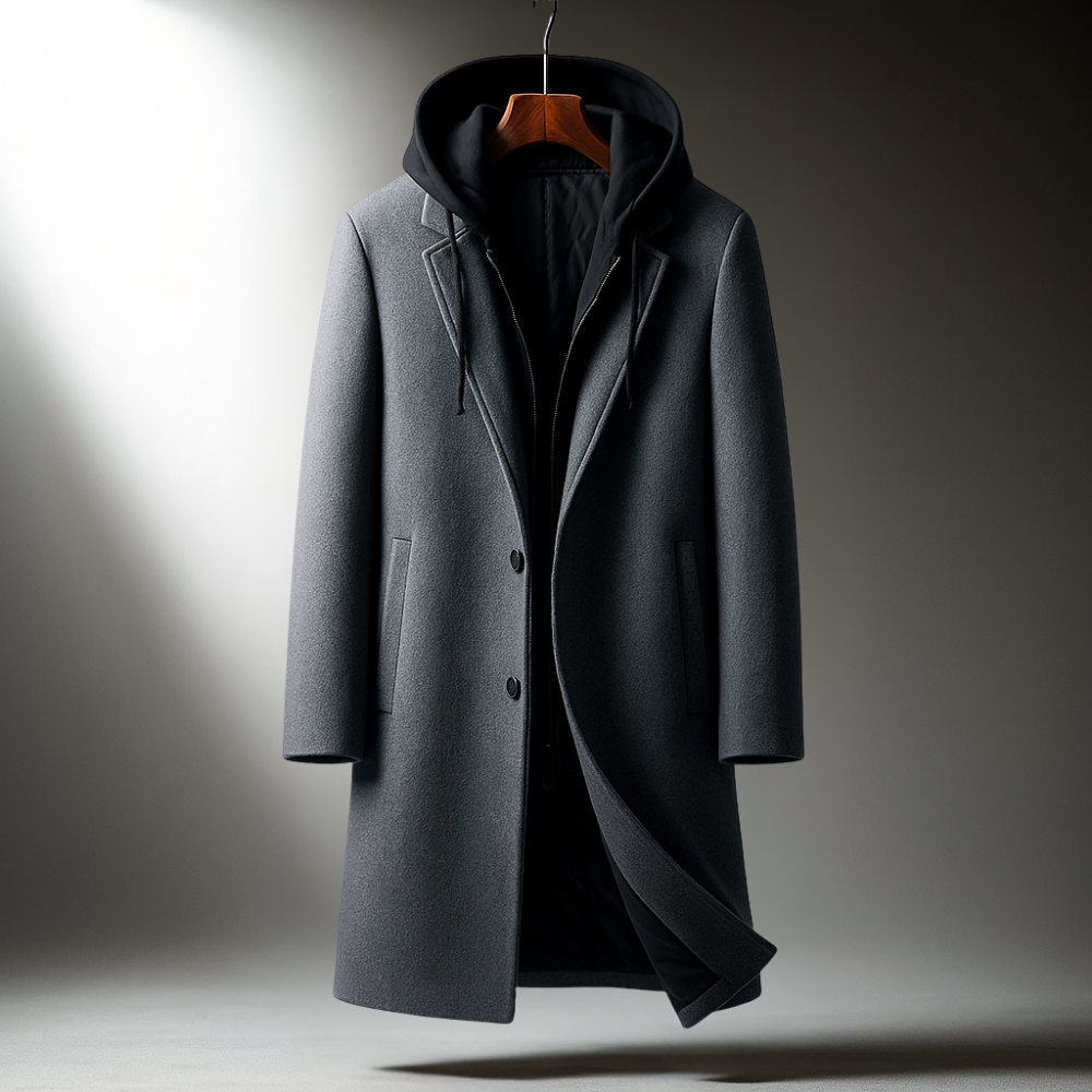 Men's Wool Blend Overcoat – Hooded Insert City Coat – view 6