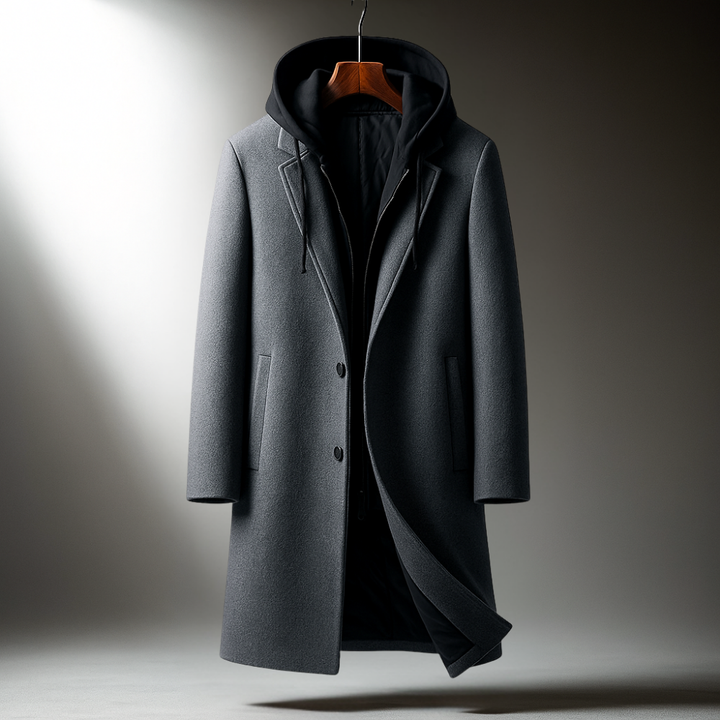 Men's Wool Blend Overcoat – Hooded Insert City Coat – view 6
