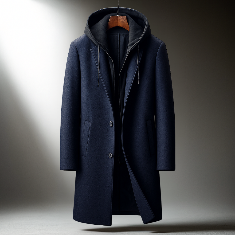 Men's Wool Blend Overcoat – Hooded Insert City Coat – view 8