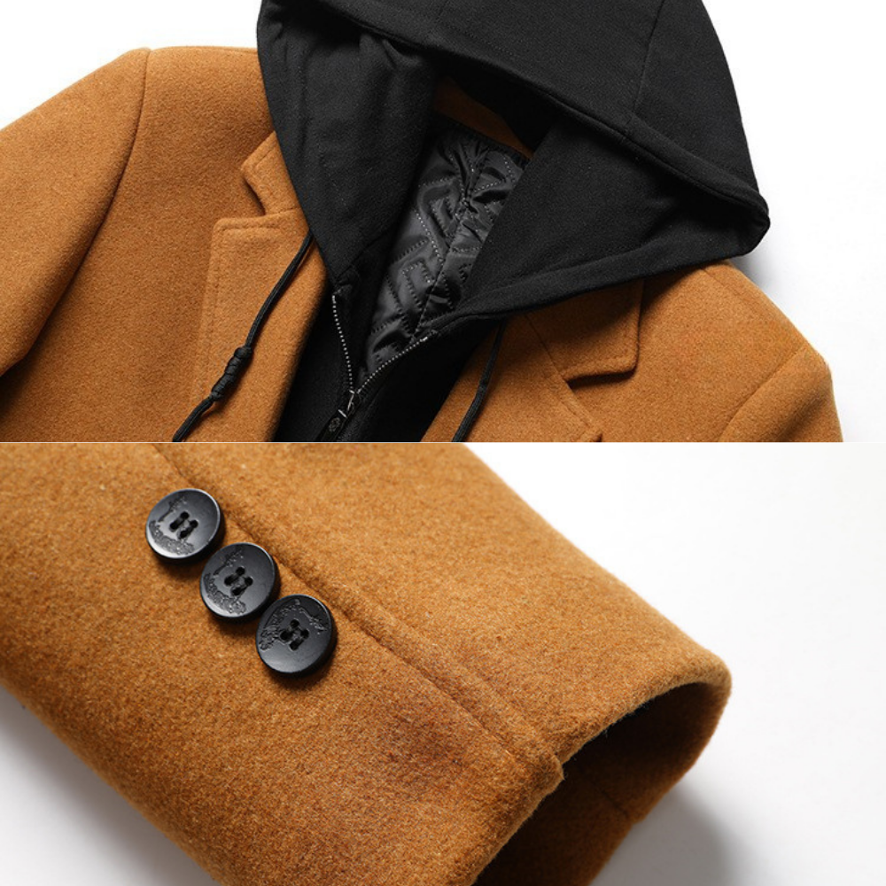 Men's Wool Blend Overcoat – Hooded Insert City Coat – view 5