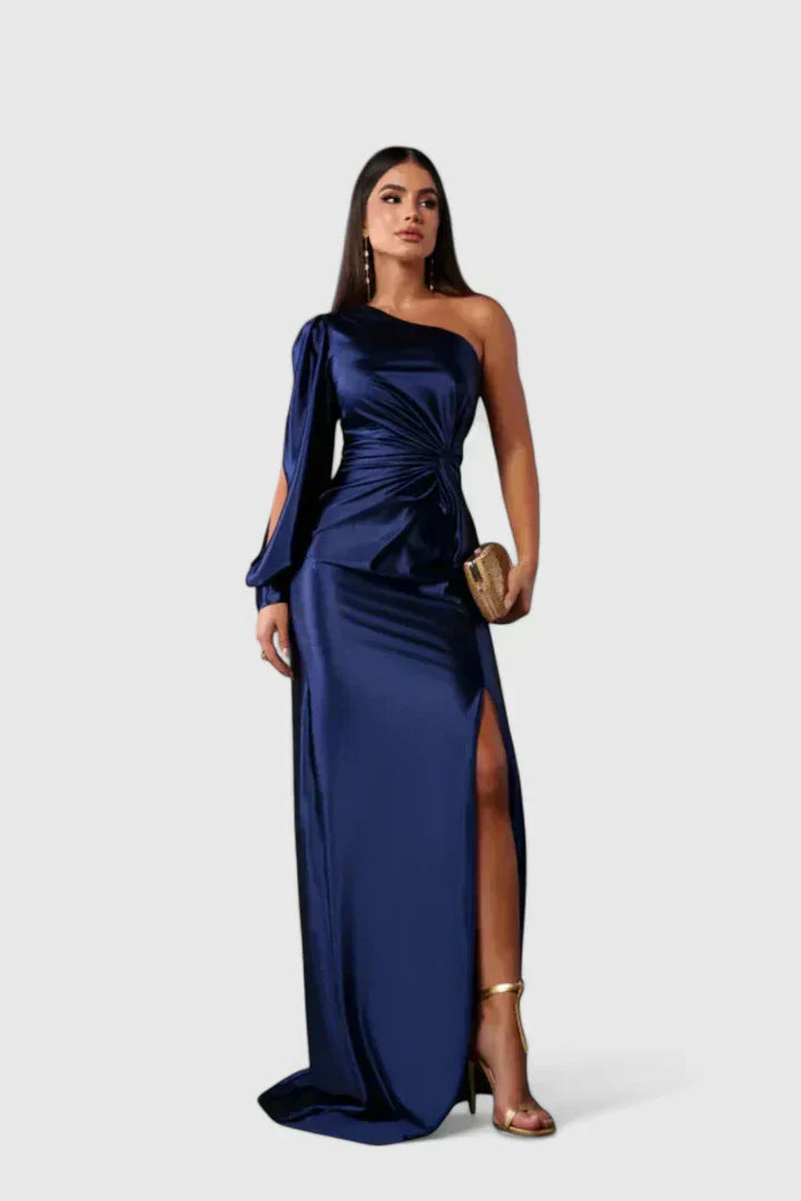 Women's One-Shoulder Maxi Dress - Elegant Party Styling
