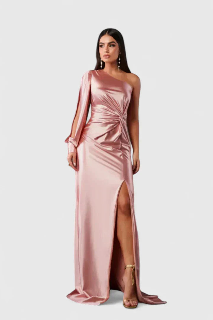 Women's One-Shoulder Maxi Dress - Elegant Party Styling