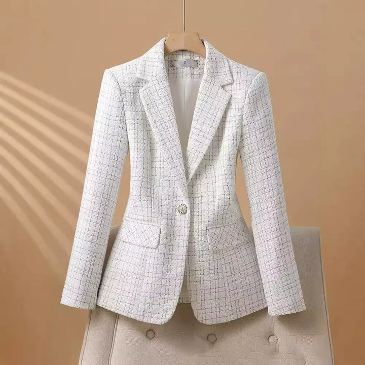 Women's Bouclé Blazer – Tailored Single-Button Office Layer – view 2