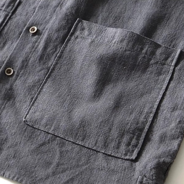 Men's Cotton Mandarin Collar Shirt – Relaxed Utility Style – view 8