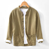 Men's Cotton Mandarin Collar Shirt – Relaxed Utility Style