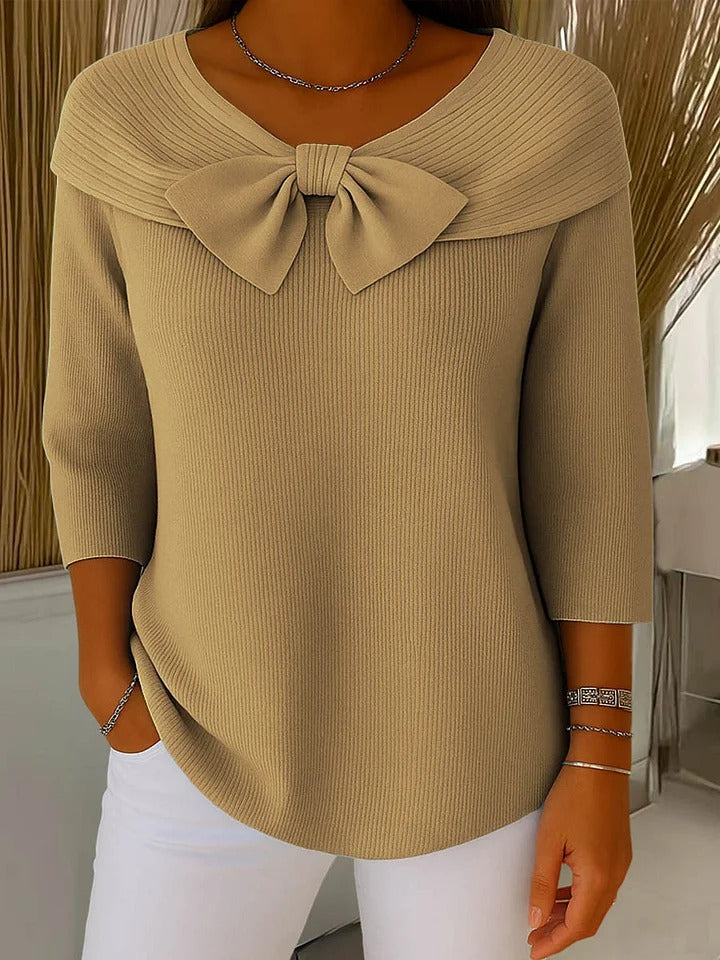 Women's Neeko Elegant Bow Sweater - Cozy & Chic for Any Occasion