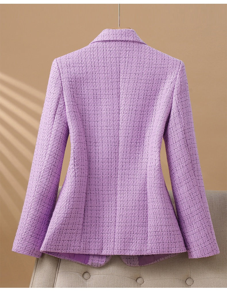 Women's Bouclé Blazer – Tailored Single-Button Office Layer – view 7