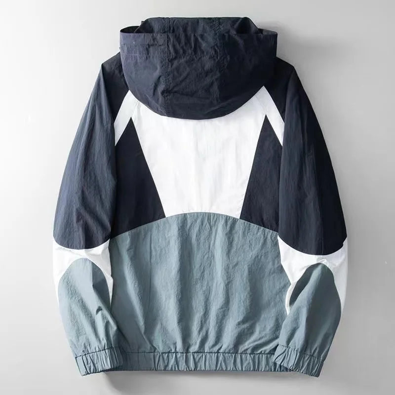 Men's Lightweight Windbreaker Jacket – Water-Resistant Colour-Block – view 2