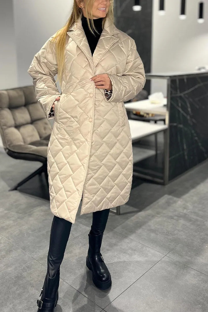 Women's Reversible Puffer Coat - Diamond-Quilted & Leopard Print