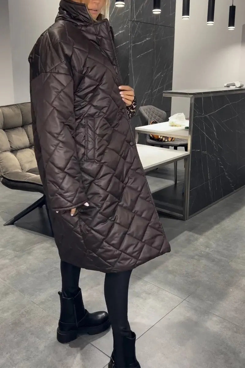 Women's Reversible Puffer Coat - Diamond-Quilted & Leopard Print